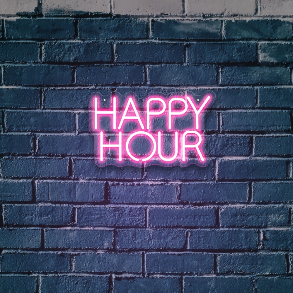 Cocktails Happy Hour Neon Sign for wall décor with Dimmable Switch LED Neon  Signs Bedroom Beer Bar Neon Light Sign Hotel Party Club Office Art Lights.  : : Lighting