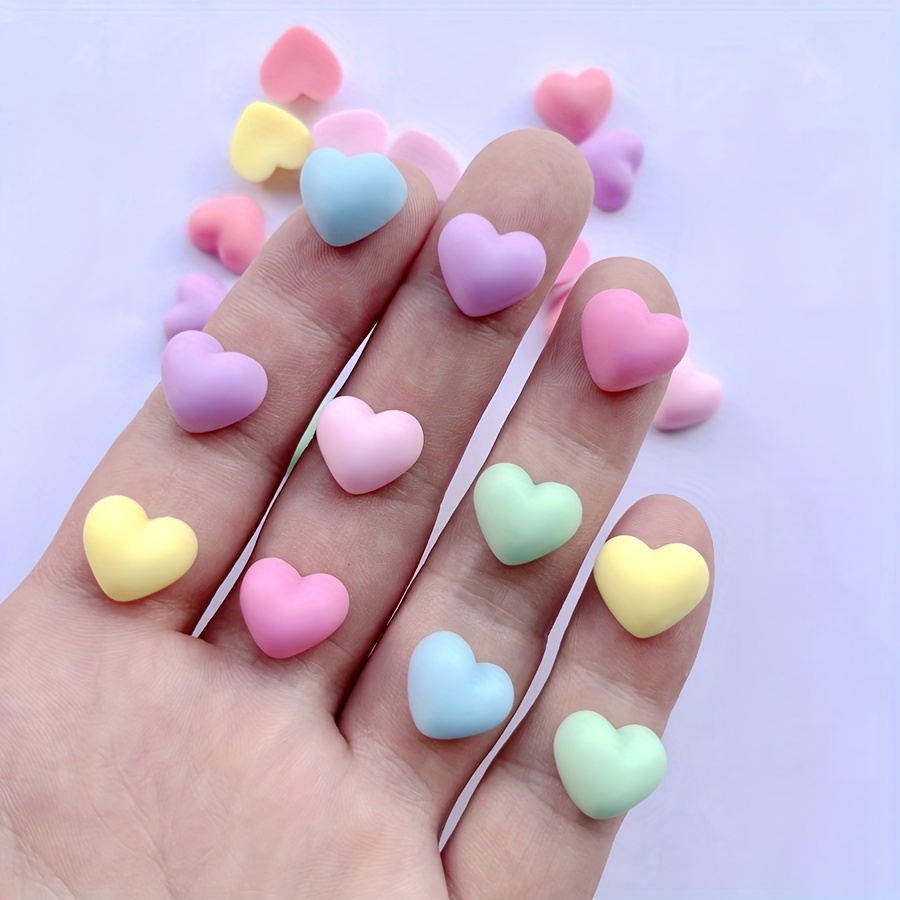 20pcs Mixed Matte Heart Resin Decorations Flat-back Hair Accessories Phone Case Gift Accessories
