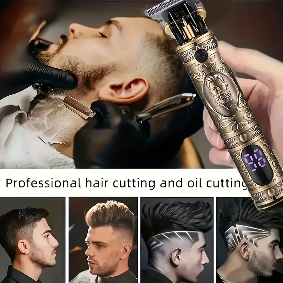 1pc mens   t type wireless hair clipper   designed hair clipper   trim set usb charging led display a   of accessories   gift details 2