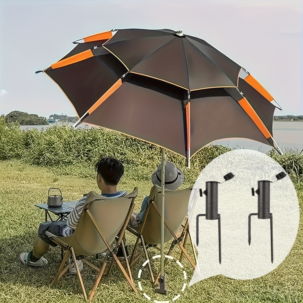 

2pcs Outdoor Fishing Camping Poles Metal Brackets Ground Inserts Gardens Home Party Christmas Halloween Decor Sun Umbrellas Small Sunshade Brackets