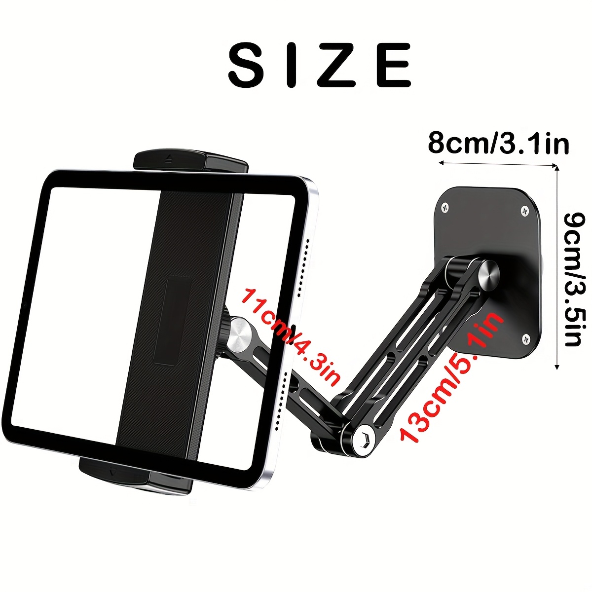 Perforable 360° Multi-angle Adjustable Folding For Ipad Wall Mount, Tablet Wall Mount Aluminum Three-axis Dual-arm Tablet Wall Mount For Ipad Pro/air/mini, Mobile Phones And Tablets