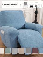 1 2 3 seater sofa recliner cover chenille fabric slip resistant washable with elastic bottom furniture protector of 4 6 8pcs reclining chair covers
