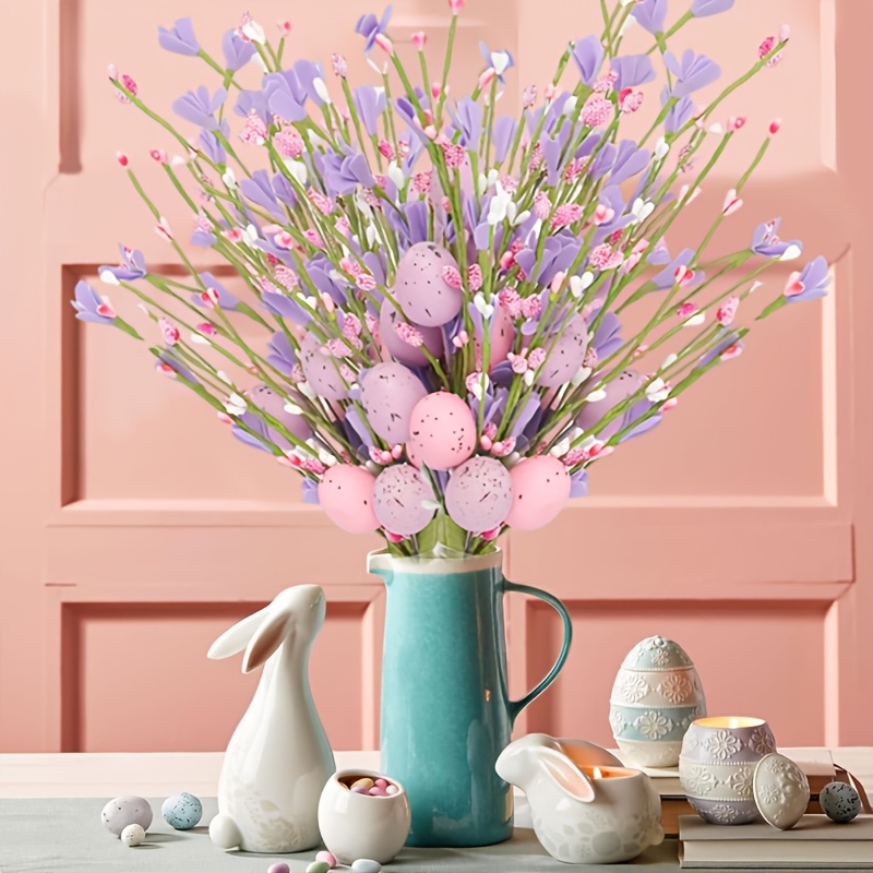 

Set Of 2 Easter Featuring Soft-colored Eggs And Berries, Ideal For Non-electric Spring Floral Arrangements In Vases And As Table Centerpieces, A Great Gift For .