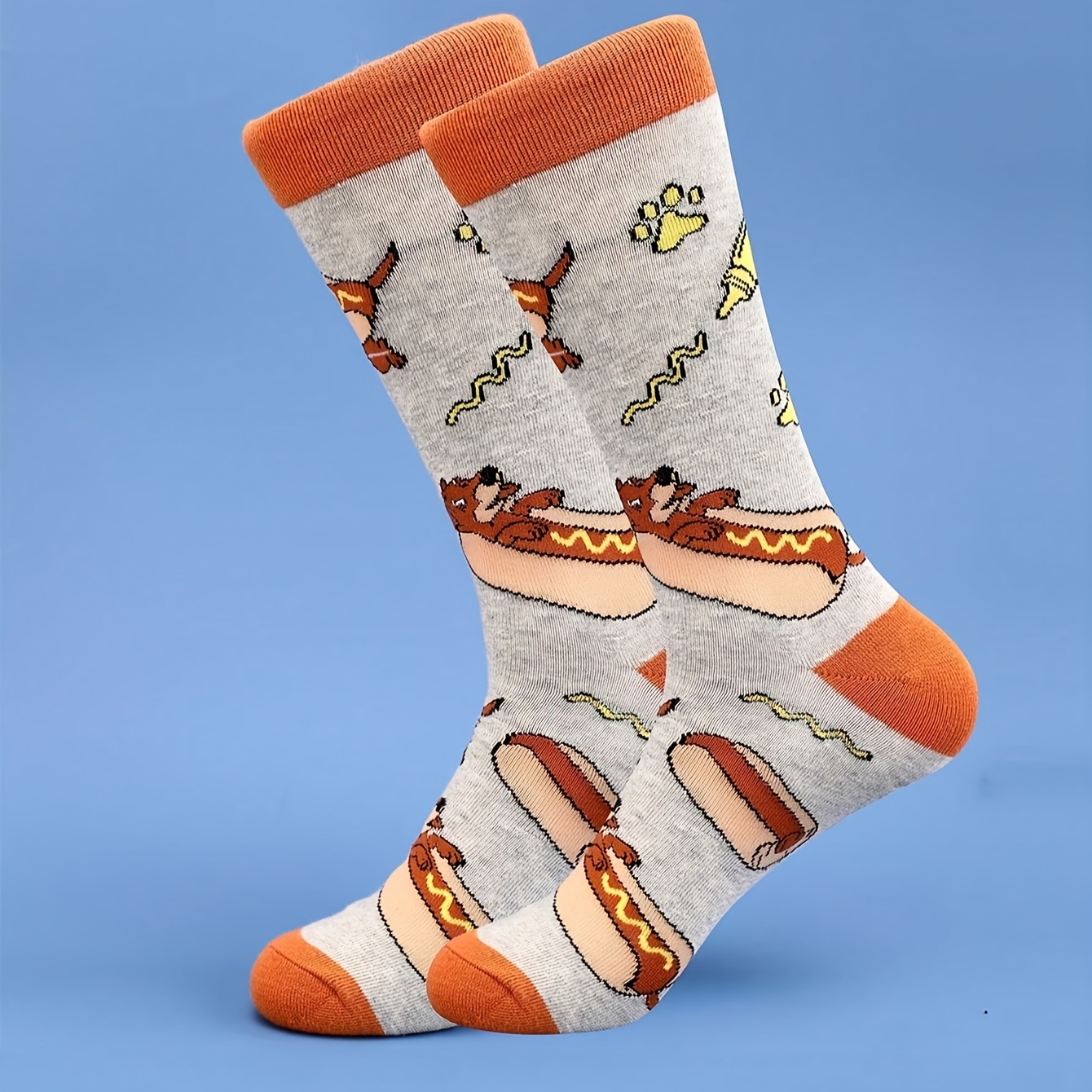 TEMU 1 di Calzini a con Stampa Squisita di Hot Dog, e Traspiranti, Calze Unisex a Tema Cibo