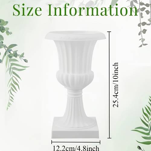 3 pack large plastic urn planters pedestal flower plant pot white plant stand for wedding home stage garden balcony decoration