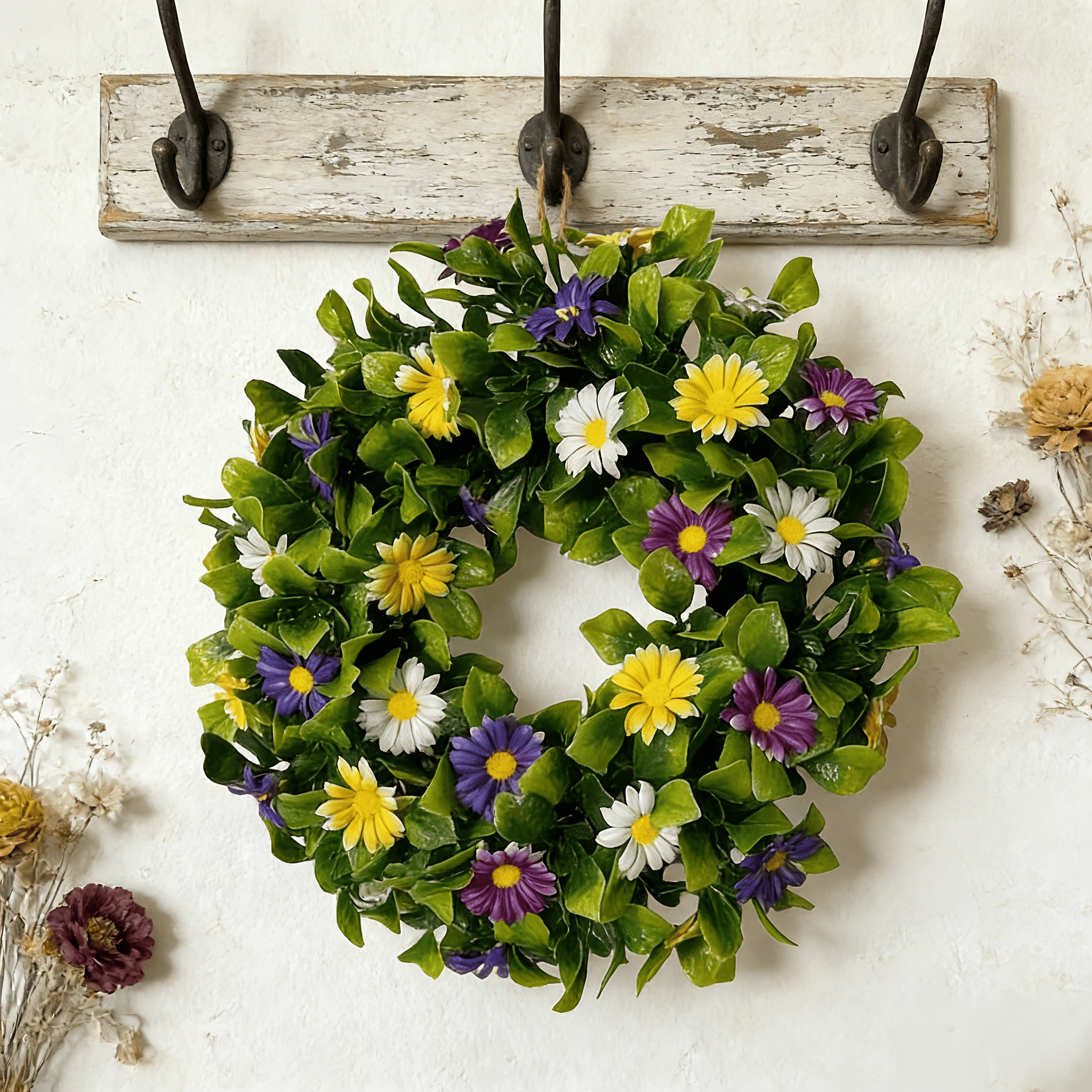 Bunter Wildblumen Trkranz 40cm - Knstlicher Blumenkranz Fr Haustr, Wand  & Ganzjhrige Deko