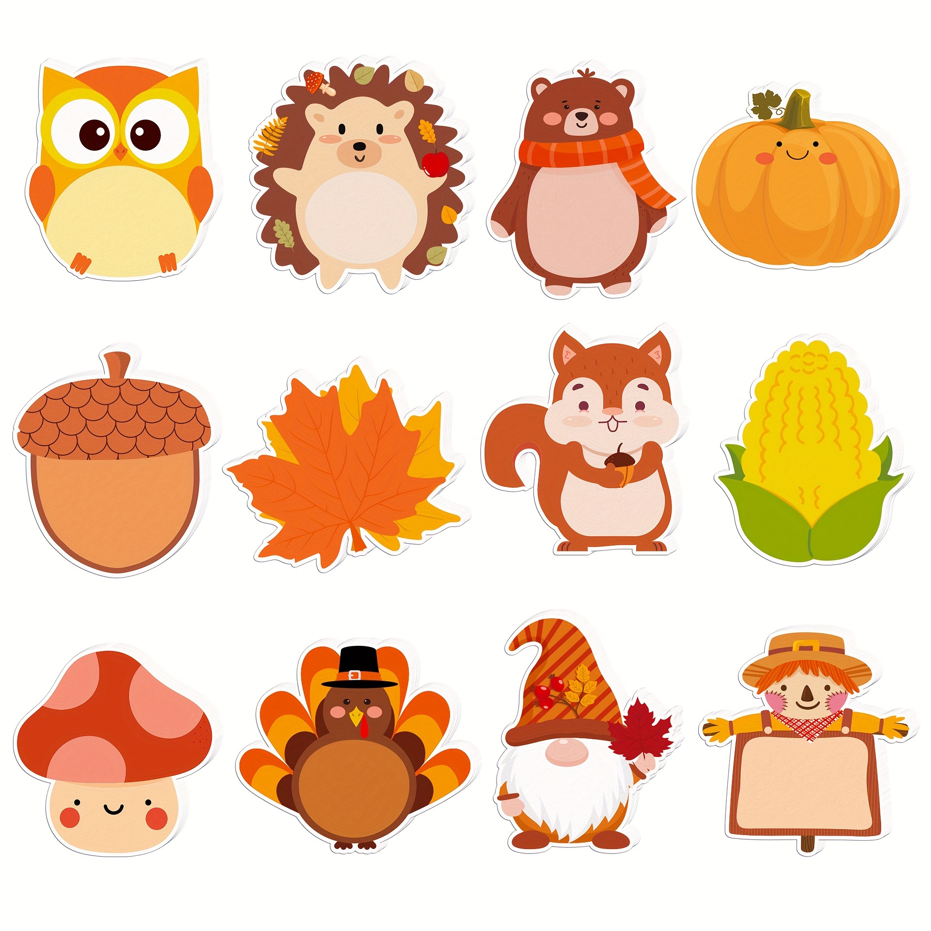 

12pcs Cute Pumpkin Notes - Funny Fall & Thanksgiving Self-adhesive Memo Pads, Removable Notepads For School, Office, And Home Supplies