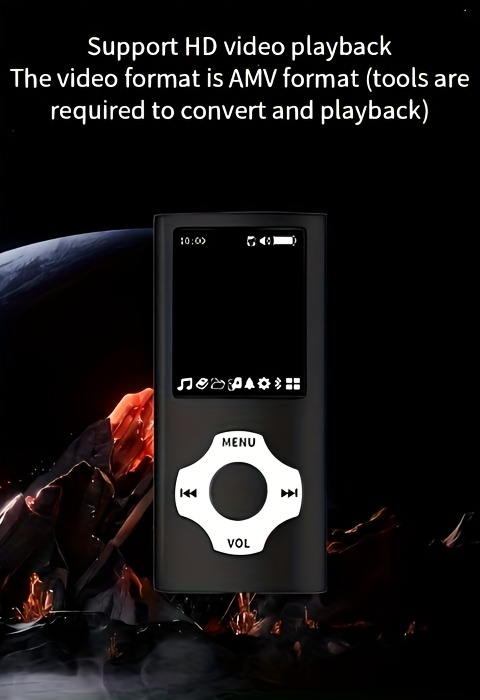 mp4 mp3 music player with noise isolating headphones high fidelity sound built in microphone volume control supports image recording ebook rechargeable lithium battery led display tf card to carry 32gb memory card included multi color 1pc details 4