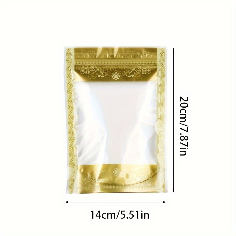 50pcs Printed Transparent Window Plastic Self-sealing Tea Dried Fruit Nuts Stand Up Pouch Food Packaging Bag
