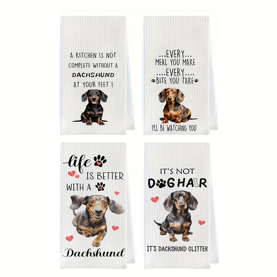 

4pcs Dachshund Kitchen Towel Set - Home , Ideal For Dog Lovers, Great For Parties, Birthdays, Weddings & Outdoor Events