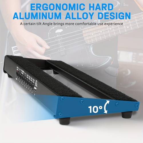 compact electric guitar pedal board made of aluminum alloy with integrated power supply in black