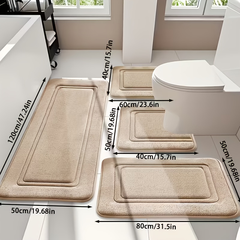 TEMU 4pcs Memory Foam Bathroom Rug Set, Super Absorbent Bath Mat, Absorption, Washable, Machine Washable, Quick-drying, Thickened Non-slip Bath Mat,