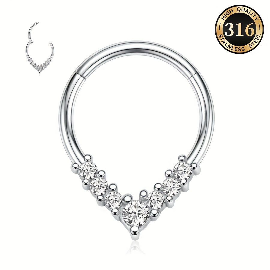 Image of 1pc Steel Seamless Hinged Clicker Septum Nose Ring - For Women Daith Cartilage Helix Conch Ear Piercing Jewelry
