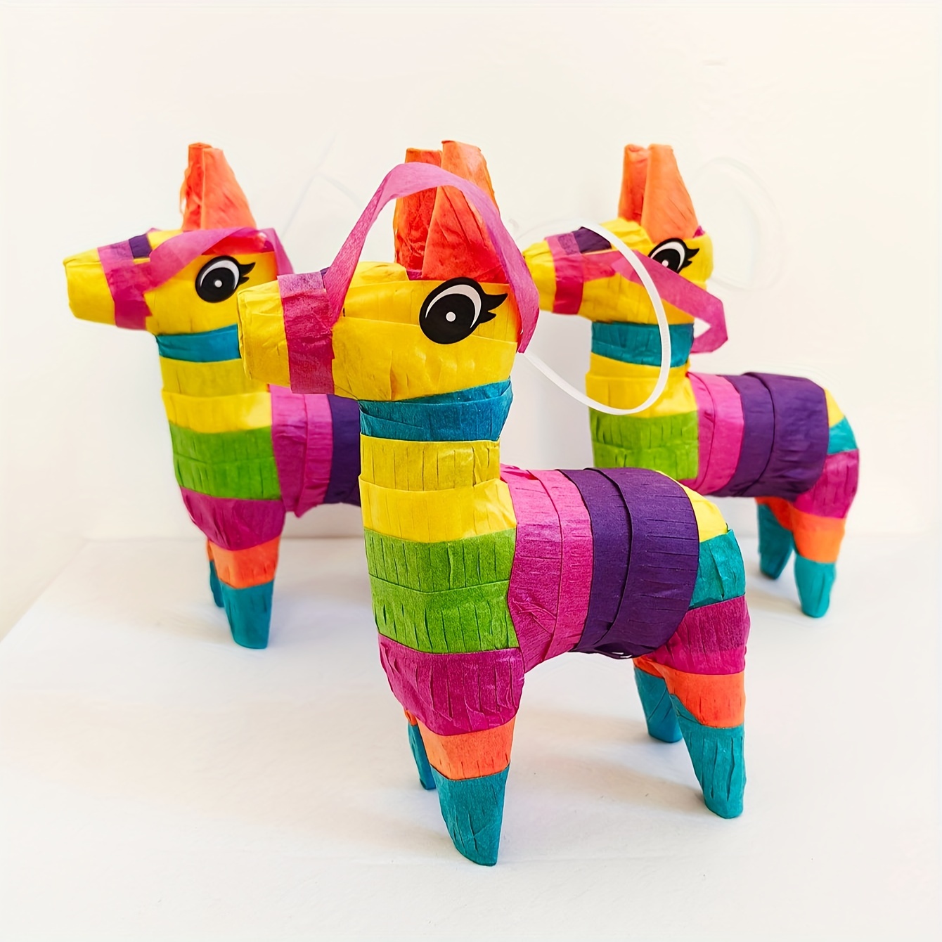 

3pcs Vibrant Mini Donkey Figurines With Stripes - Ideal For De , Fiesta & Mexican Theme Parties - Perfect As Party Favors, Table Centerpieces & Home Decor - No Batteries Required, Donkey Decor