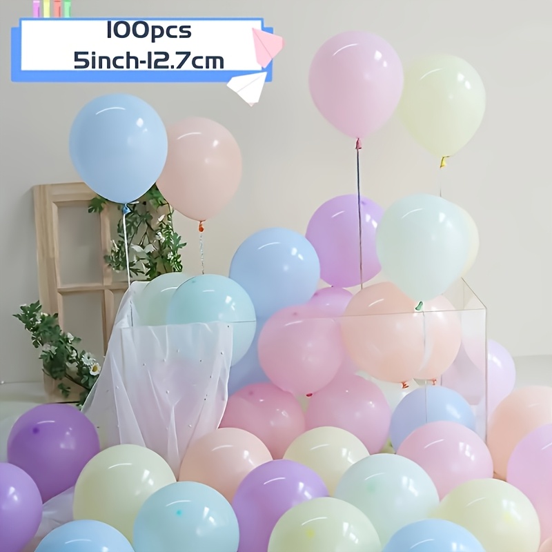 TEMU 100pcs Small Size 5 Inches, Macaron Mixed Color Latex Balloons, Birthday, Wedding, Graduation Season, Shower, Gift Shower, Baptism Lily, , A ,