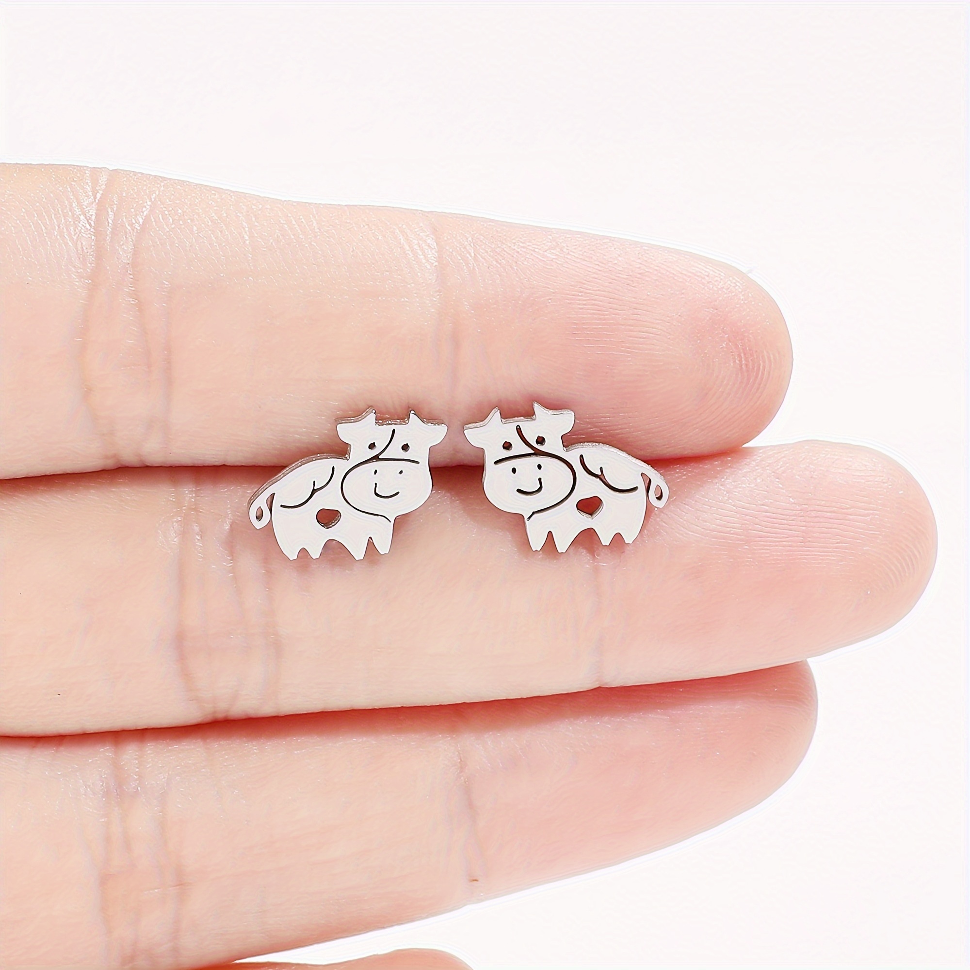 Cow Shape Stainless Steel Stud Earrings
