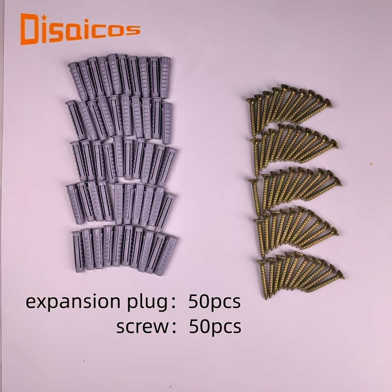 Image of 50pcs Gray Plastic Anchors And 50pcs Self-tapping Screws, Corrosion-resistant Universal Fit For Home And Mounting