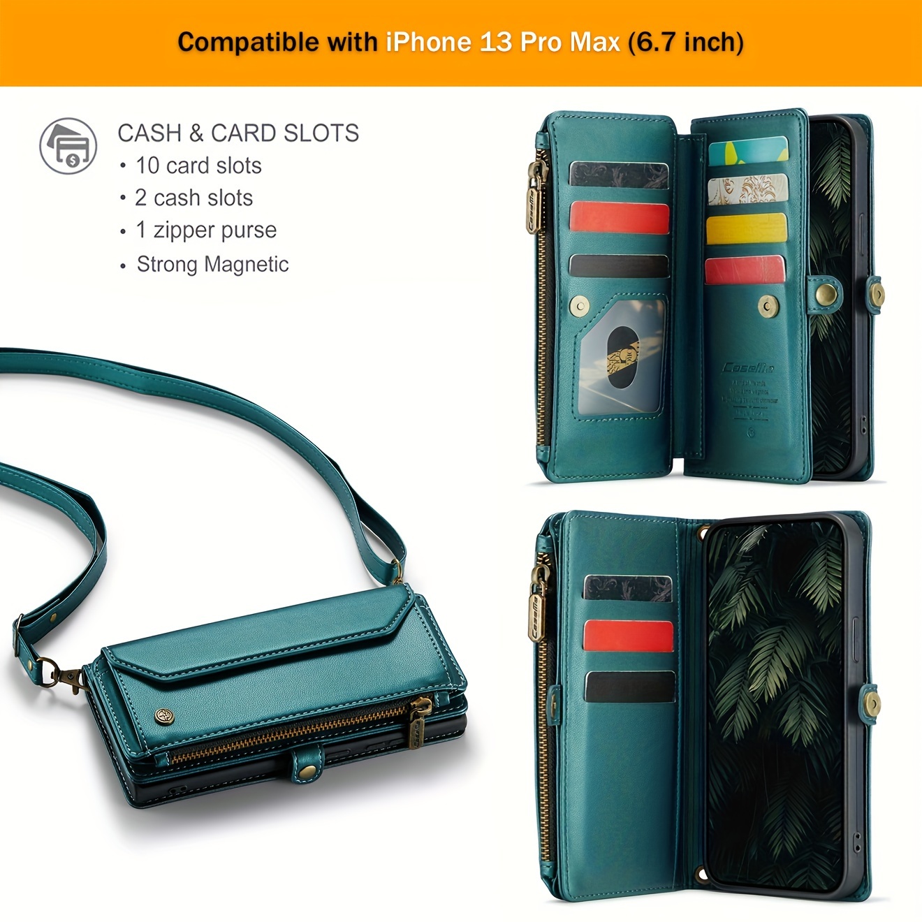 Wallet Phone Case Support Wireless Charging with Blocking Card Holder, Flip Folio Book Faux Leather Protective Phone Cover for iPhone 16e/16/11/12/13/14/15 Pro Max/15 Plus/13 Mini/7/8 Plus/SE 2022/SE 2020 - Image 84