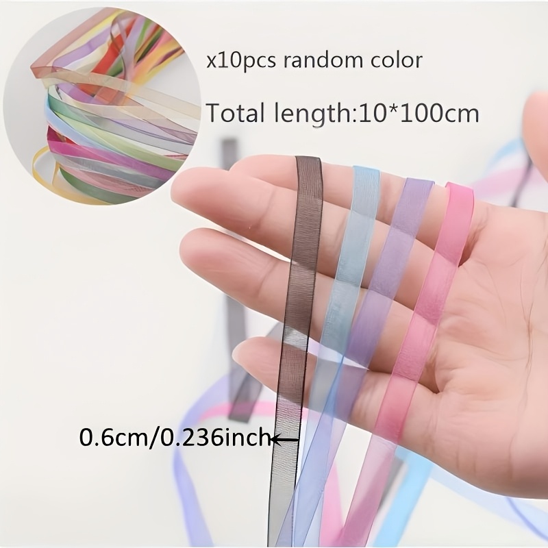 TEMU Ruban de tulle en mousseline de soie de 6 mm, ruban d'organza pour décoration d'emballage cadeau, bouquet de mariage, couronne de fête, tissu de
