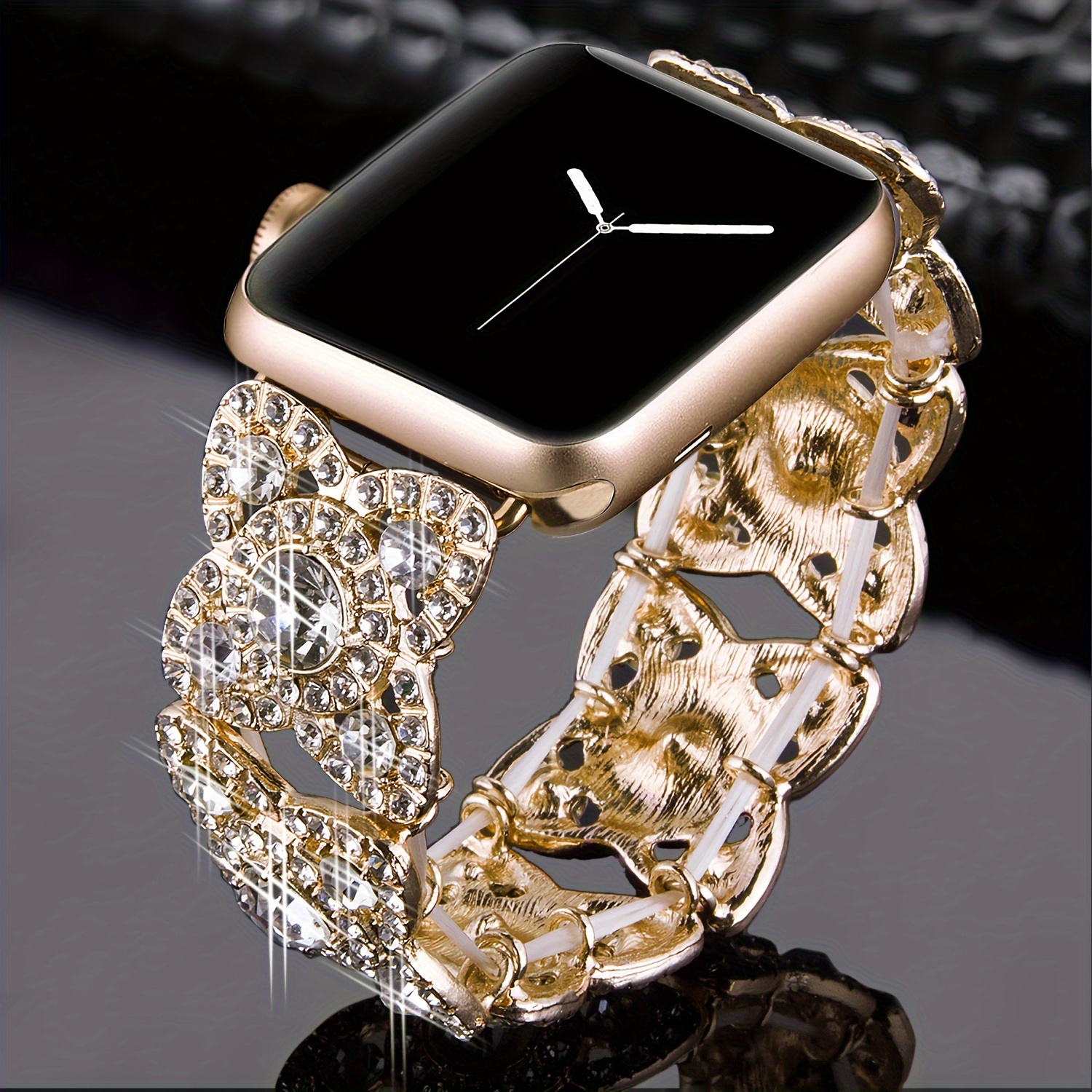 

Bling Bands For Compatible With Apple Watch 38mm 40mm 42mm 44mm 41mm 45mm 49mm Iwatch Series Se 6 5 4 3 2, Diamond Stainless Steel Metal Bracelet Wristband Strap For Women -gold