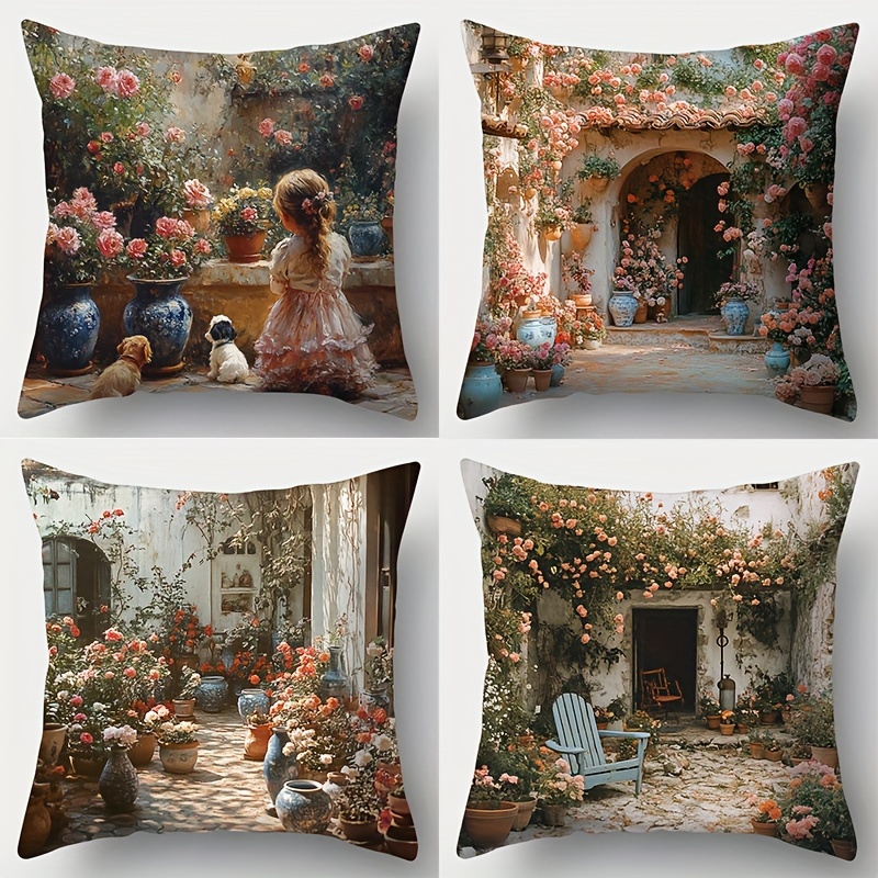 

4pcs Set & Pillowcases, 17.72" - , Zip , Washable - For Sofa & Bedroom Decor