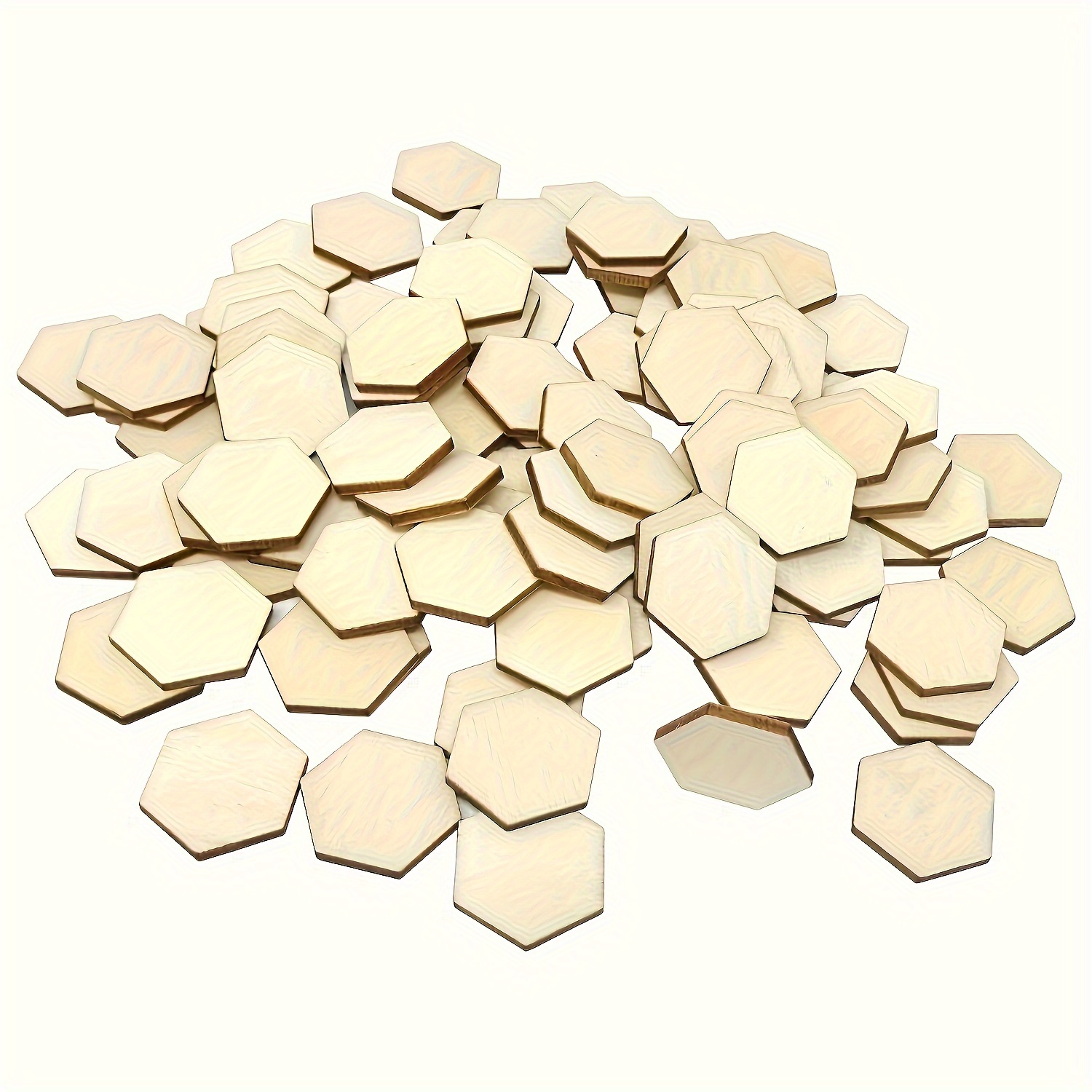 

100pcs 25 Mm/1.18 Inch Hexagonal Blank Wood Pieces Wooden Pieces Decorations For Diy Crafts, Patio, Home Decoration