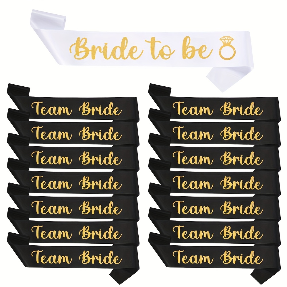 Schärpen-Set Für Junggesellinnenabschied – 1x 'Bride To Be' Weiß & 5x 'Team Bride' Schwarz, Je 78 X 9,5 Cm
