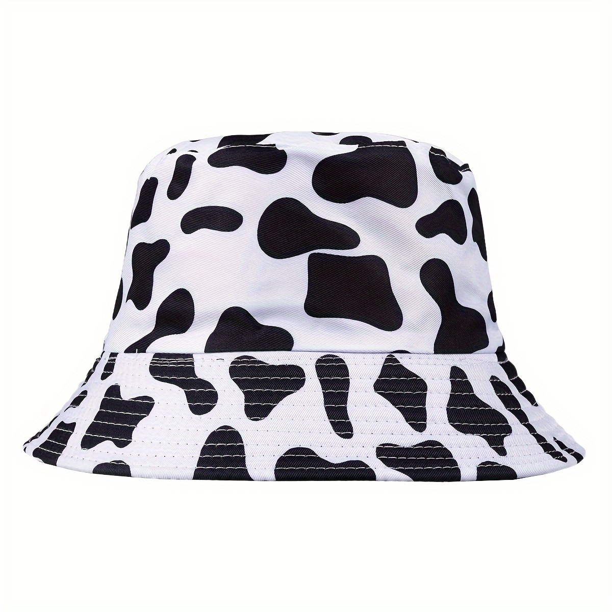 

Cute Cow Print Bucket Hat Casual Basin Hats Lightweight Sunscreen Fisherman Cap For Women Daily Use