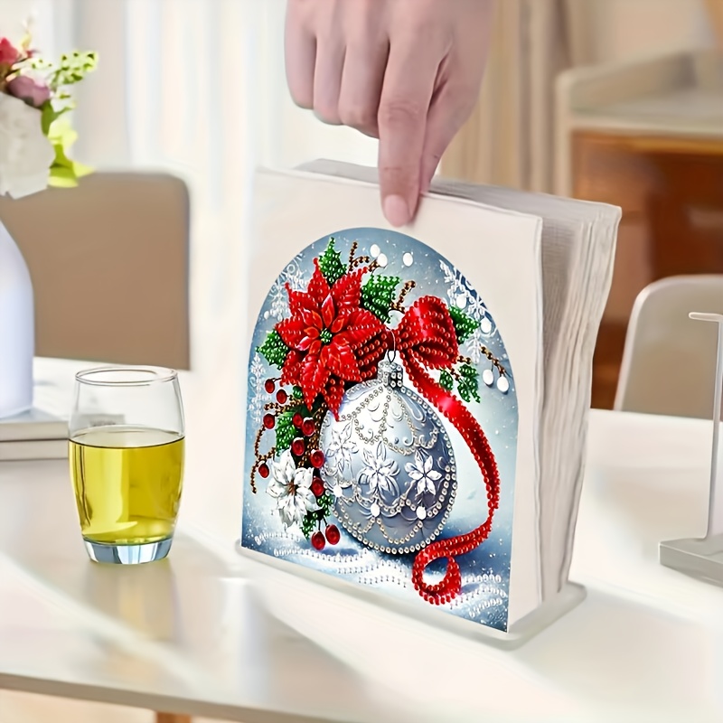 TEMU Regalo per , 2D piatto, 1 pz Kit portaservietta per pittura diamante, Artigianato a tema con strass a forma , Decorazione da tavolo in acrilico,
