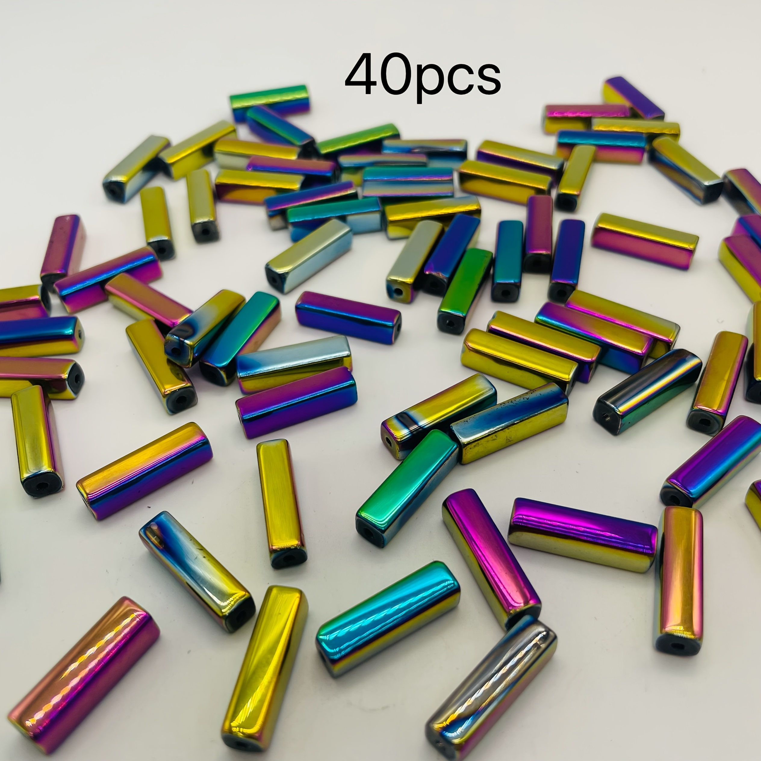 E-shop Bunte rechteckige Perlen mit geradem Loch für Projekte, Größe 5*20 mm, verwendet als Ergänzungen für Schmuck, einschließlich Glasperlen und