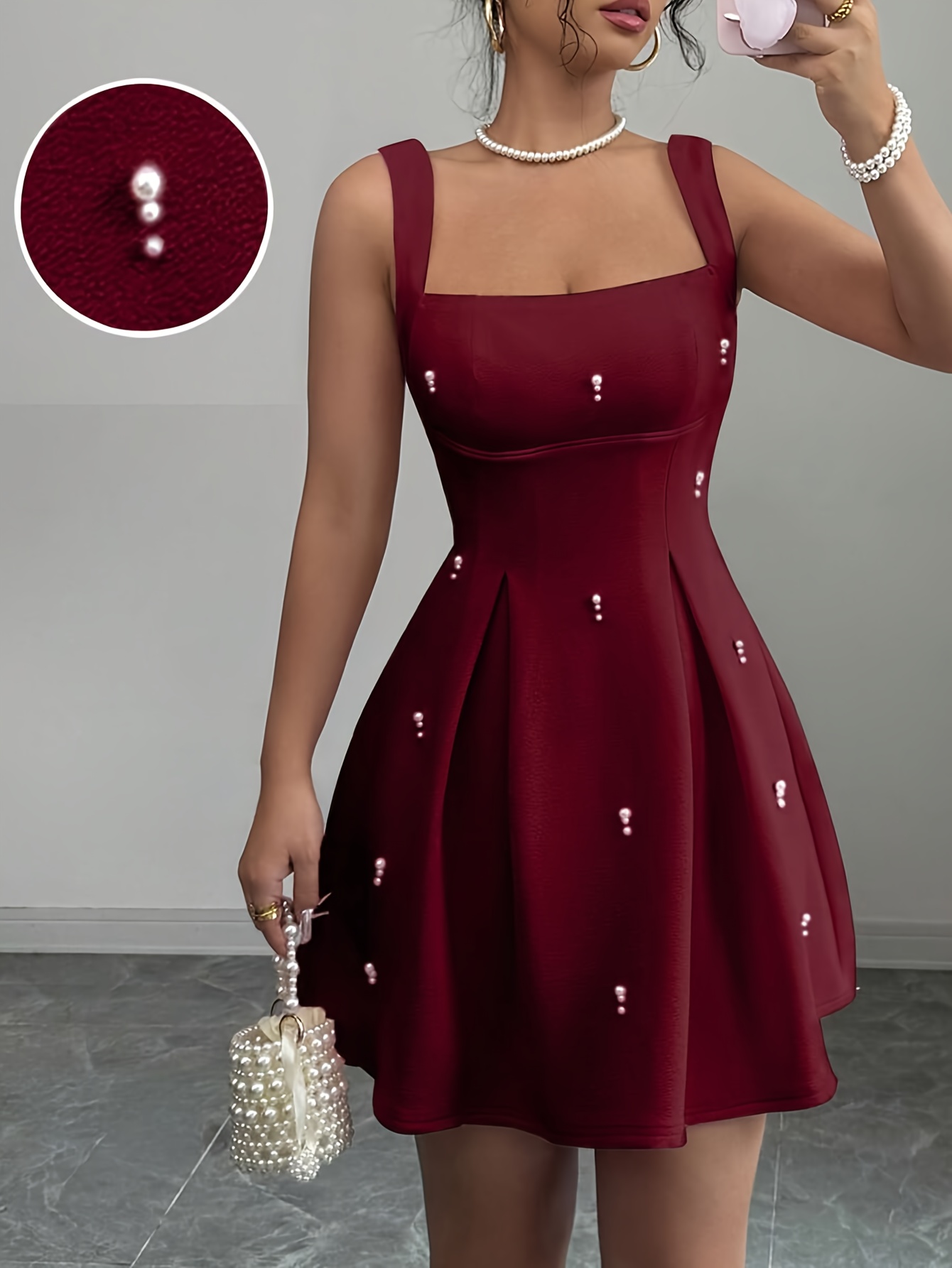 burgundy dresses sold on Temu United States