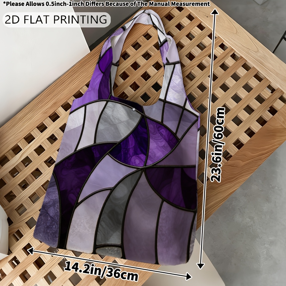 TEMU 1pc Handbag,purple Abstract Stained Glass Pattern Casual Tote Bag, Women's Casual Tote Bag, Bags For Women, Personal Item Storage Bag, Bags