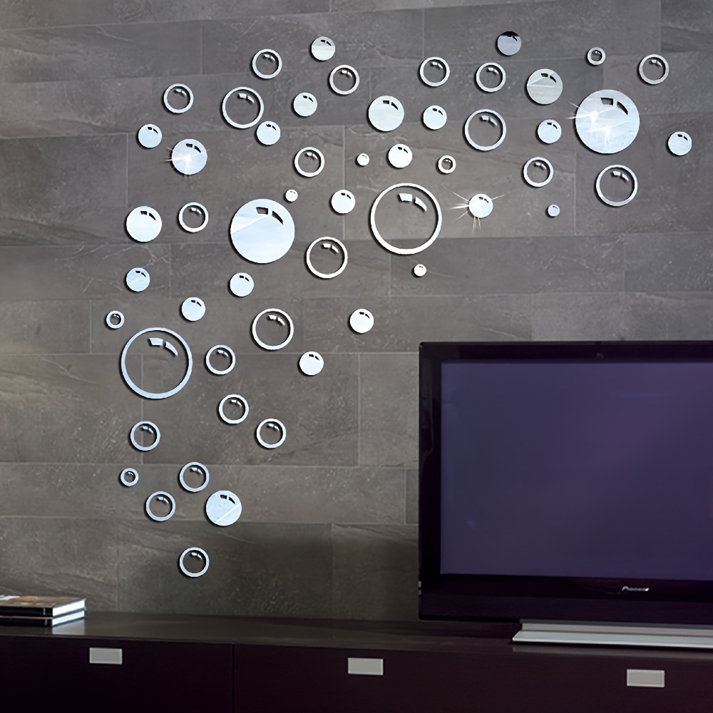 58pcs acrylic bubble circle   wall stickers 3d self   decals for bedroom living room bathroom vanity home decor reusable holiday art deco with glossy   no electricity needed bathroom wall stickers   decor details 3