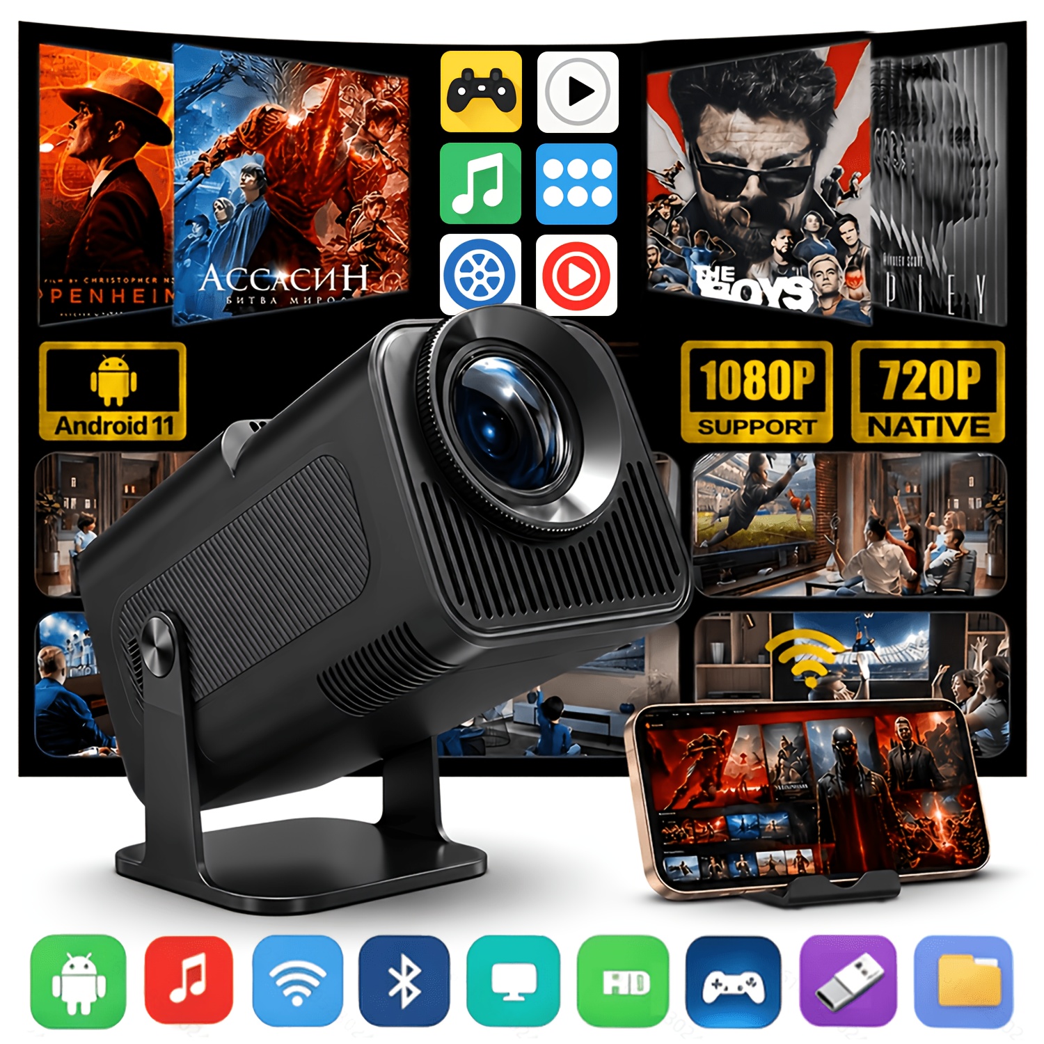 Portable Projector Running Android 11 Operating System