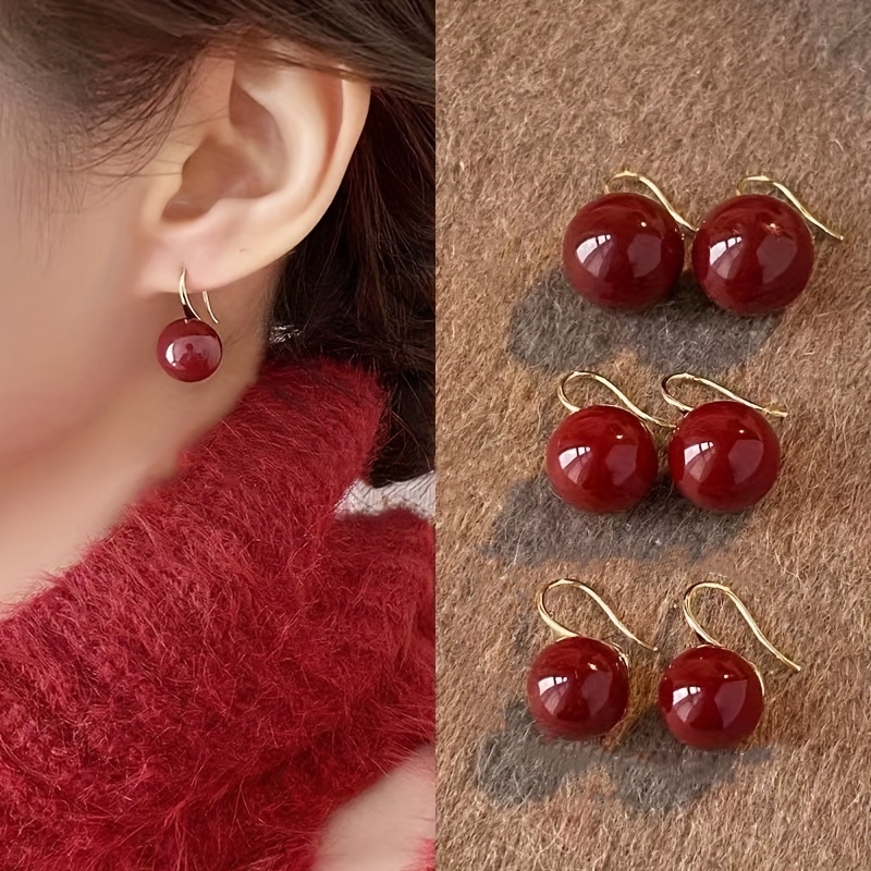 

3 Pairs Of Fashionable And Elegant Bean Earrings For Women New Year Gifts For Sisters