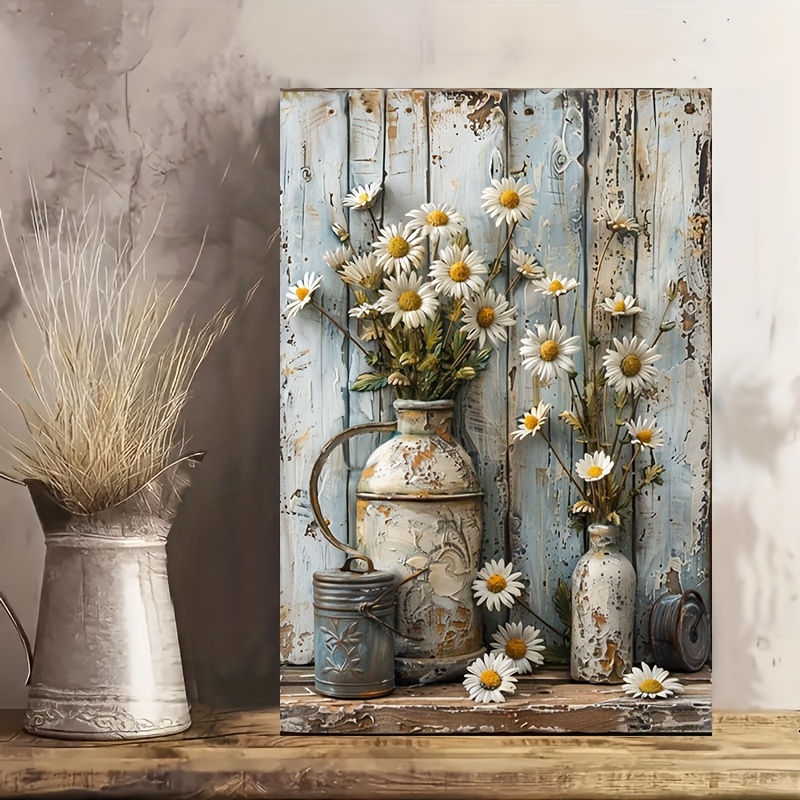 

Little Daisy Wooden Framed 3d Effcet Canvas Painting Wall Art Prints For Home Decoration, Living Room & Bedroom, Festival Party Decor, Gifts, Ready To Hang