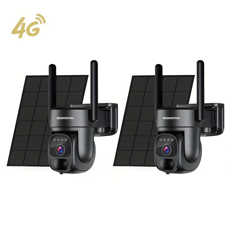 

2pcs 4g Lte Security Camera Includes Sd& (/at&t/), 2k Solar Outdoor Cam Wireless Without Wifi Needed, 360° , Color Night Vision, Motion&siren Alert,