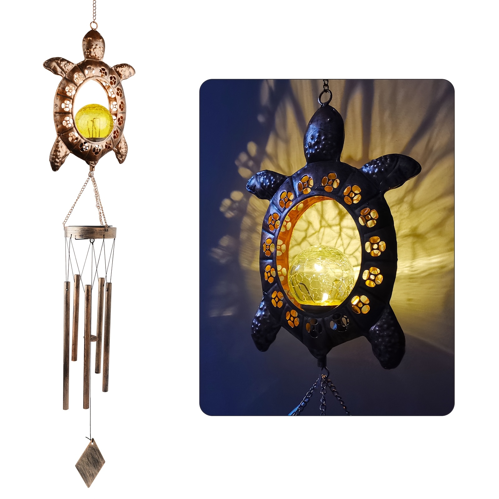 

Solar-powered Sea Turtle Wind Chimes - Perfect Outdoor Decor Gift For Women, Grandma, Mom | Aluminum, Rechargeable Battery