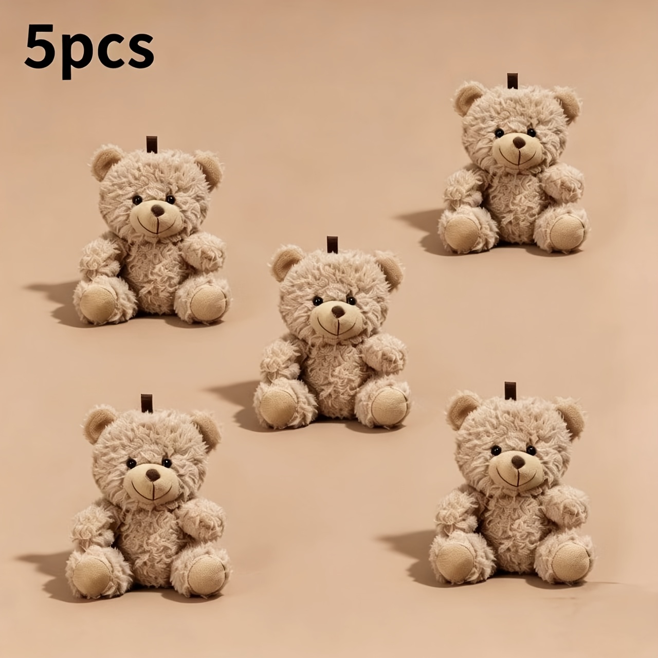 5pcs Cute Cartoon Bear Plush Keychain, Dopamine Soft Stuffed Pendant Bag Key Ring Charms For Schoolbag Backpack Phone Decor