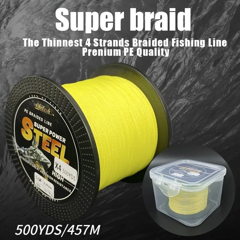 500 Yards Yellow 4 strand Braided Fishing Line Wear - Temu