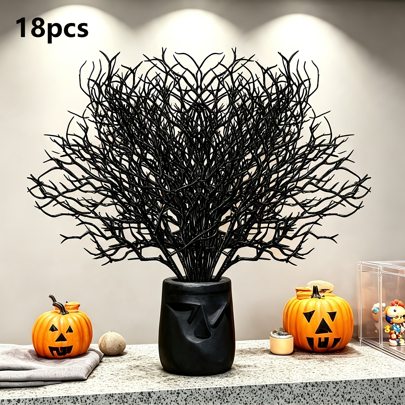 TEMU 18pcs Black Artificial Dead Branches Decorative Plants | Multi-functional Artificial Stems, Suitable For Home Interior Decoration, Garden And
