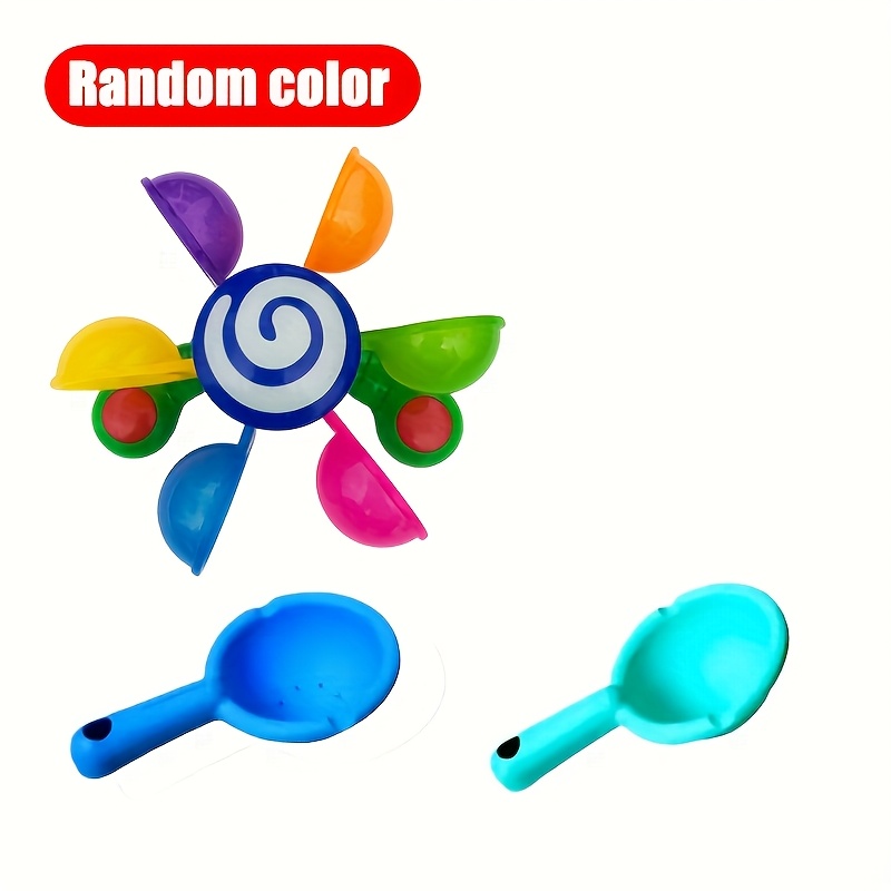 Fun Bathtub Windmill Toy, Very Suitable for Youngsters, Suitable for Bathroom and Outdoor Swimming Pool, Exquisite Gift for Youngsters Over 18 Months (Random Color) (with Two Spoons)