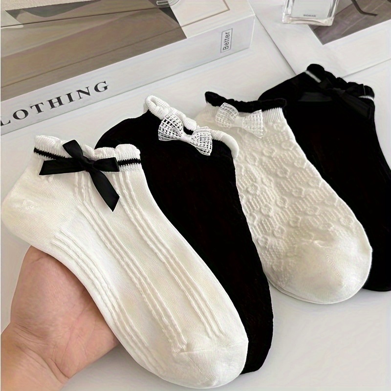 Summer Thin Breathable Japanese Sweet Bow Low-cut Shallow Mouth Lace Boat Socks
