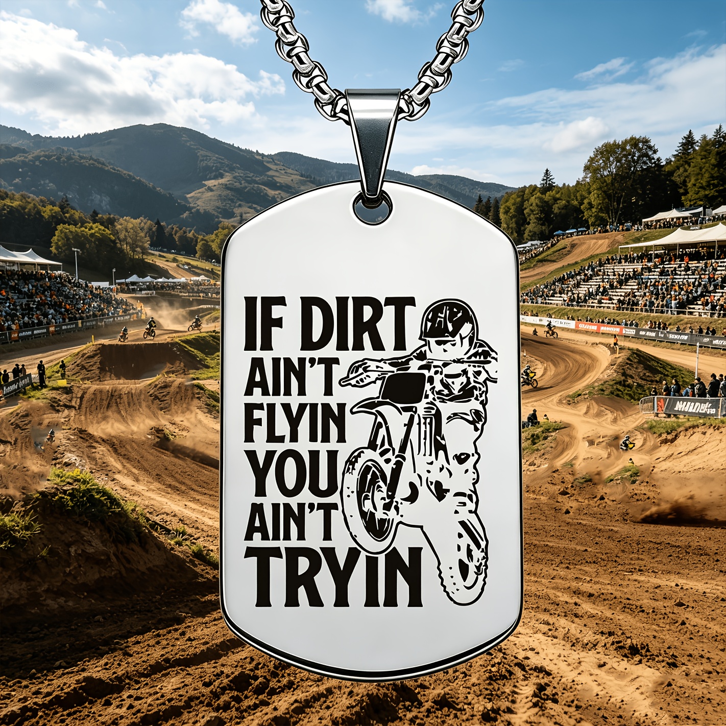 TEMU Unisex 1pc, Stainless Steel Necklace, With Off-road Motorcycle Theme Design, Simple And , Suitable For Daily Locomotive Enthusiasts, Conveying