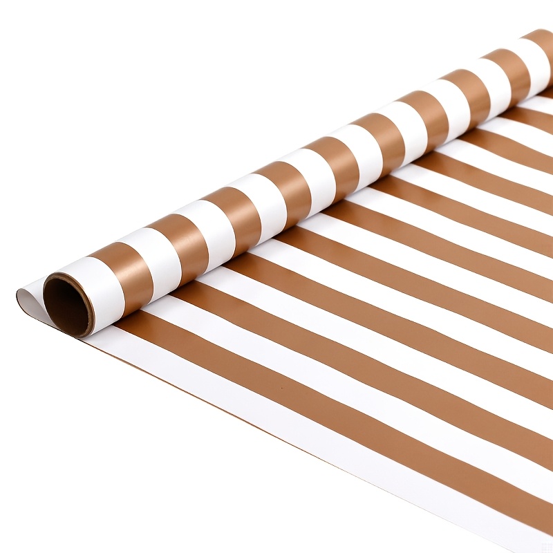 TEMU Nickel Silvery Golden Stripe Gift Wrapping Paper, Premium Striped Wrapping Paper Roll For Birthdays, Weddings, Business Gifts, And Bouquets, Diy