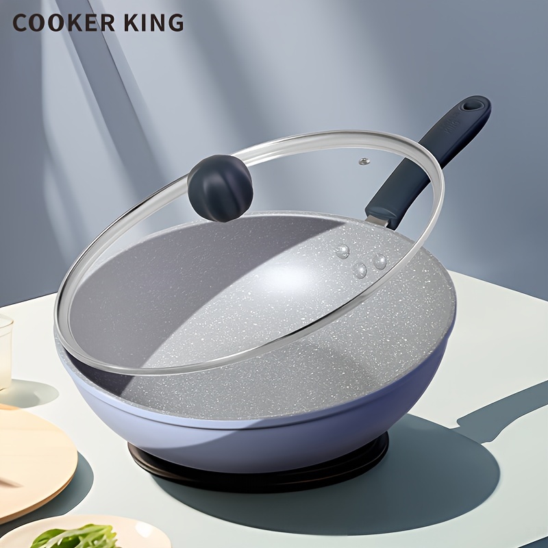 

Cooker King 1pc Wok Pan, -inch, With Glass Lid, Non-toxic, Free, Heat-resistant Handle, Induction Ready, Compatible With All Cooktops, Aluminum Alloy Material