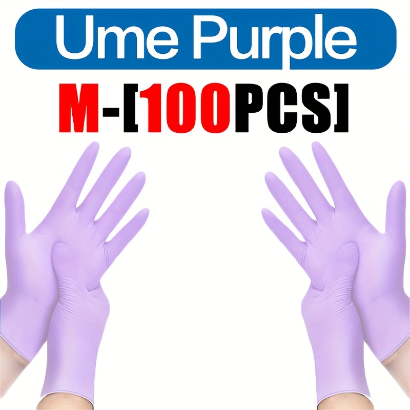 Image of 100/50/20pcs/pack, High-quality Durable Disposable Nitrile Gloves In Plum Purple, Perfect For Kitchen Dishwashing, Cleaning, Tattooing, Nail Art, Hotels, And Pet Care