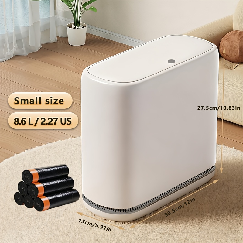 TEMU Trash Can With Lid, 12.5l Bathroom Wastebasket, Pressure-suction Bag Attachment, Press-to-open Lid, Odor-proof Seal, Space-saving, Suitable For
