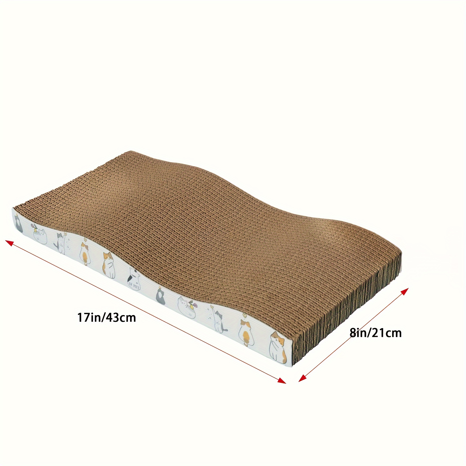 TEMU Extra-large Corrugated Cardboard Cat Scratcher Pad - Durable Scratch Board For Indoor Cats, Reversible Design With Wave Pattern, Non-slip Base,