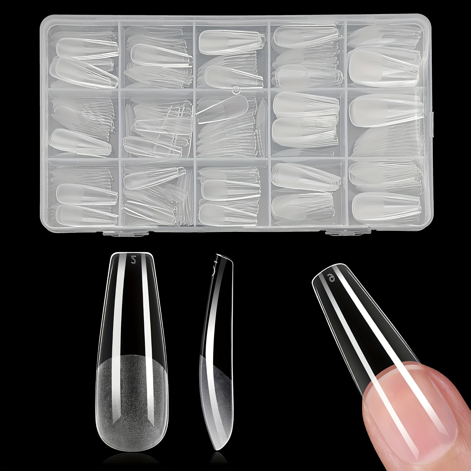 

240pcs Soft Gel Ballet Nail Tips - Half Matte Clear Coffin Shaped Acrylic False Nails In 15 Sizes For Diy At Home, & Flexible For Long-lasting , Nail Accessories